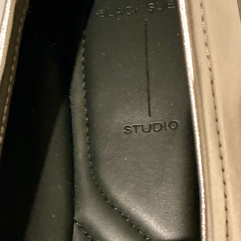 NIB Black Suede Studio Lou Gold
Satin Leather Penny Loafers - Picture 6 of 11